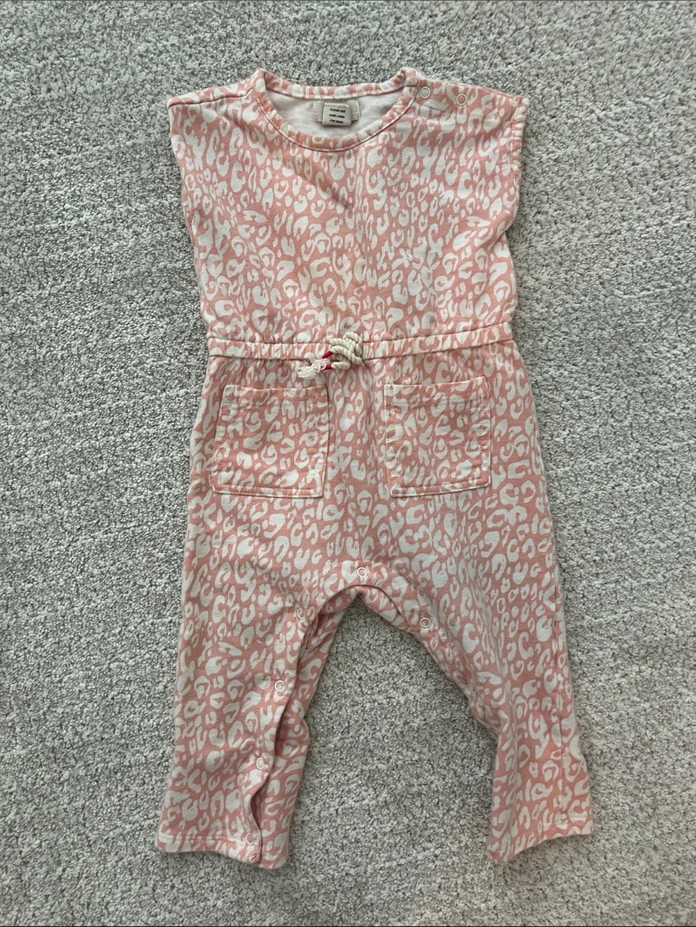 Peek Pink Leopard-Print Sleeveless Romper 12-18 months EUC